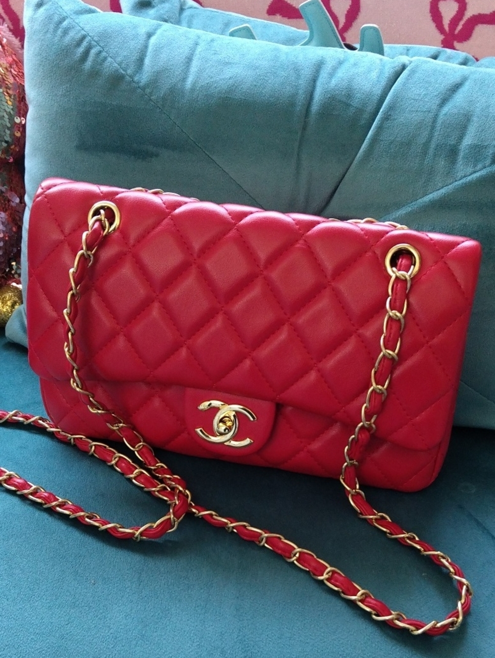 Red Leather Handbag - Picture 4 of 15